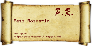Petz Rozmarin névjegykártya